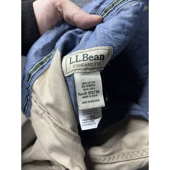 LLBean Standard Fit Chinos Khaki Men Straight Leg Cotton Spandex Pants‎ 36x30 - Picture 7 of 13